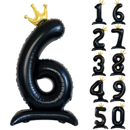 42 Zoll Schwarz Zahl Ballon Stehende Zahl 6 Luftballon mit Krone Schwarz Krone Ballon Zahlen 0-9 Groß Helium Ballons für Geburtstag Party Dekorationen Hochzeit Deko 42 Zoll Schwarz Zahl Ballon Stehende Zahl 6 Luftballon mit Krone Schwarz Krone Ballon Zahlen 0-9 Groß Helium Ballons für Geburtstag Party Dekorationen Hochzeit Deko von CHANGZHONG
