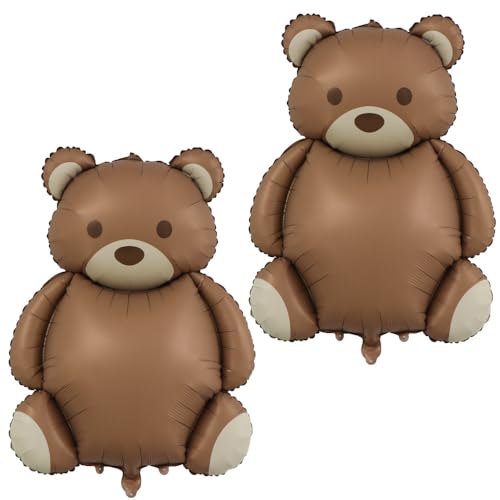 Bär Geburtstag Deko Bär Luftballons Braunbär Folienballon Tier Ballon 25x35 Zoll Happy Birthday Folienballon für Valentinstag Hochzeitsdeko Verlobung Geburtstag Party Dekoration 2 Stück von CHANGZHONG