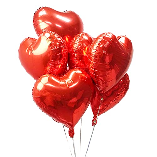 CHANGZHONG 18 Zoll Herzballons Herz Folienballon Folien mylar Heliumballons für Geburtstagsfeier Hochzeit Valentinstag Verlobungsfeier Feiertags Show Dekorationen 6 Stück（Rot） von CHANGZHONG