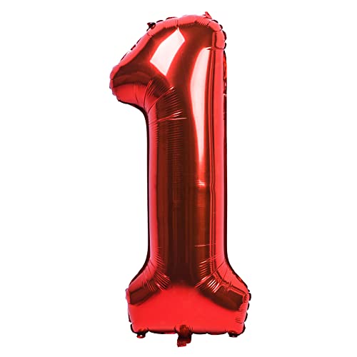 40 Zoll 0 to 9 in Rot Nummer Folienballon Helium Zahlenballon Luftballon Riesenzahl Party Hochzeit Kindergeburtstag Geburtstag (Digital 1) von CHANGZHONG
