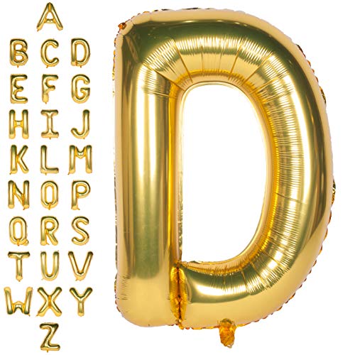 Große Mylar Folie Helium Brief Luftballons 40 Zoll Gold Luftballons Alphabet Buchstaben für Geburtstag Brautdusche Jubiläumsdekorationen(Letter D) von CHANGZHONG