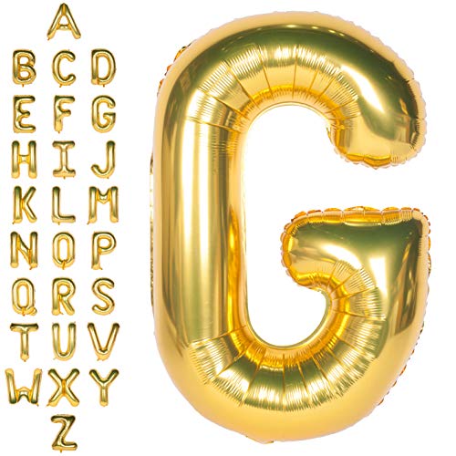 Große Mylar Folie Helium Brief Luftballons 40 Zoll Gold Luftballons Alphabet Buchstaben für Geburtstag Brautdusche Jubiläumsdekorationen(Letter G) von CHANGZHONG