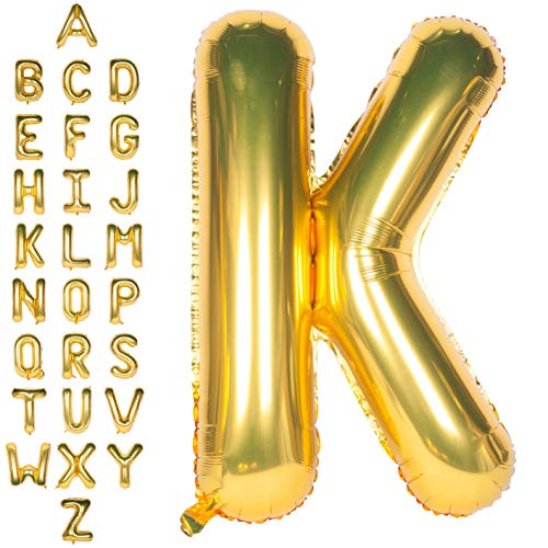 CHANGZHONG Große Mylar Folie Helium Brief Luftballons 40 Zoll Gold Luftballons Alphabet Buchstaben für Geburtstag Brautdusche Jubiläumsdekorationen(Letter K) von CHANGZHONG