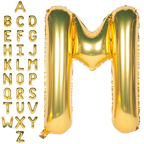 Große Mylar Folie Helium Brief Luftballons 40 Zoll Gold Luftballons Alphabet Buchstaben für Geburtstag Brautdusche Jubiläumsdekorationen(Letter M) von CHANGZHONG