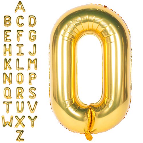 Große Mylar Folie Helium Brief Luftballons 40 Zoll Gold Luftballons Alphabet Buchstaben für Geburtstag Brautdusche Jubiläumsdekorationen(Letter O) von CHANGZHONG