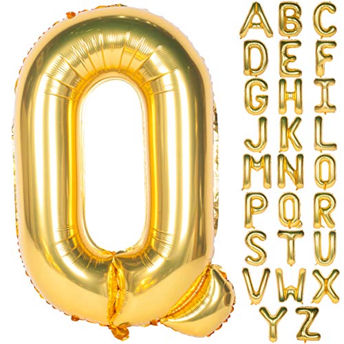 CHANGZHONG Große Mylar Folie Helium Brief Luftballons 40 Zoll Gold Luftballons Alphabet Buchstaben für Geburtstag Brautdusche Jubiläumsdekorationen(Letter Q) von CHANGZHONG