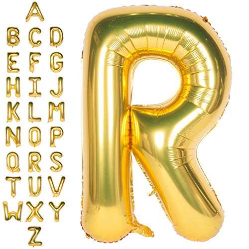 Große Mylar Folie Helium Brief Luftballons 40 Zoll Gold Luftballons Alphabet Buchstaben für Geburtstag Brautdusche Jubiläumsdekorationen (Letter R) von CHANGZHONG