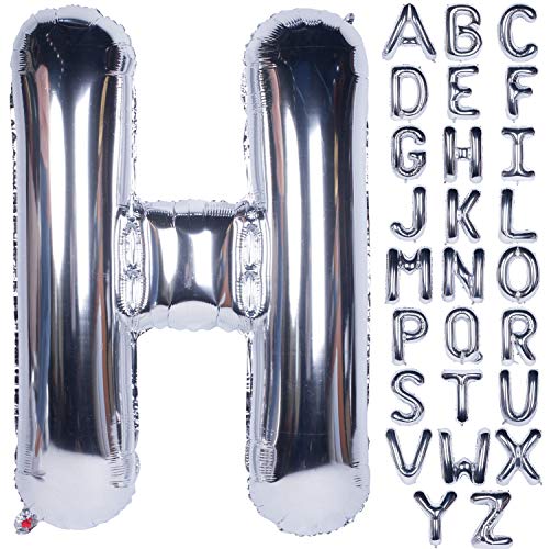 CHANGZHONG Große Mylar Folie Helium Brief Luftballons 40 Zoll Silber Luftballons Alphabet Buchstaben für Geburtstag Brautdusche Jubiläumsdekorationen(Letter H) von CHANGZHONG