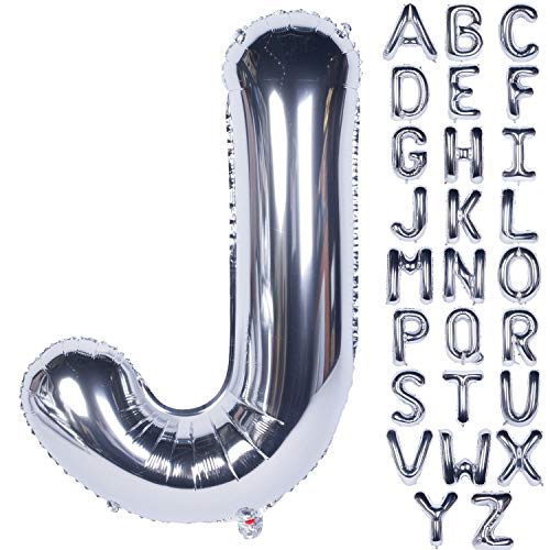 Große Mylar Folie Helium Brief Luftballons 40 Zoll Silber Luftballons Alphabet Buchstaben für Geburtstag Brautdusche Jubiläumsdekorationen(Letter J) von CHANGZHONG
