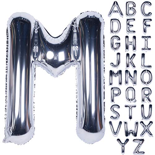 CHANGZHONG Große Mylar Folie Helium Brief Luftballons 40 Zoll Silber Luftballons Alphabet Buchstaben für Geburtstag Brautdusche Jubiläumsdekorationen(Letter M) von CHANGZHONG