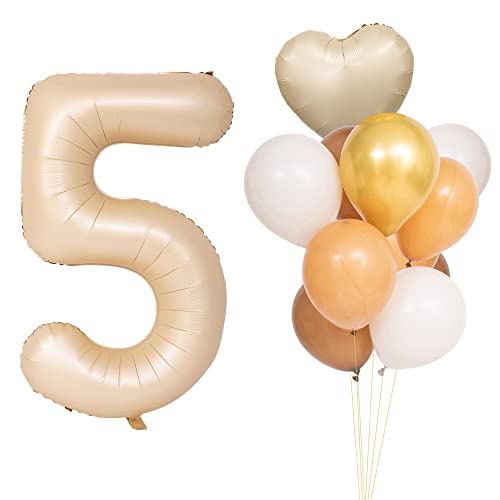 CHANGZHONG Luftballons 5 Geburtstag Karamell Hellbraun Folienballon Zahlenballon 5 mit 8 Latexballons und ein Herzballon Riesenzahl Party Hochzeit Kindergeburtstag Geburtstag CHANGZHONG Luftballons 5 Geburtstag Karamell Hellbraun Folienballon Zahlenballon 5 mit 8 Latexballons und ein Herzballon Riesenzahl Party Hochzeit Kindergeburtstag Geburtstag von CHANGZHONG