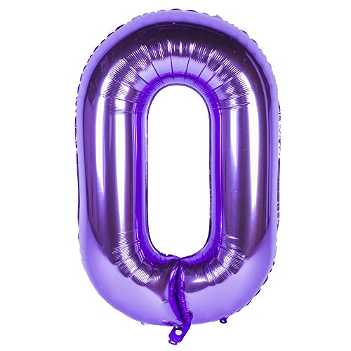 Changzhong 40 Zoll 0 to 9 in Lila Nummer Folienballon Helium Zahlenballon Luftballon Riesenzahl Party Hochzeit Kindergeburtstag Geburtstag (Number 0) von CHANGZHONG