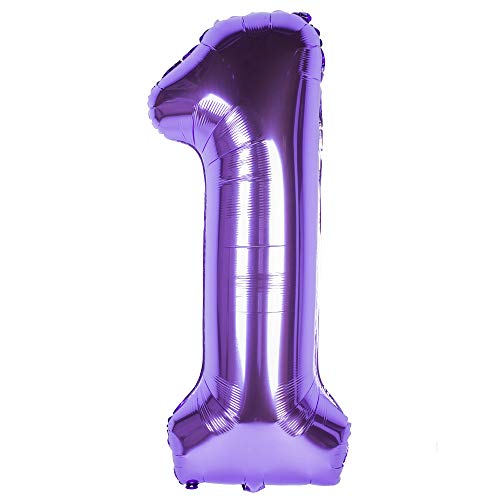 Changzhong 40 Zoll 0 to 9 in Lila Nummer Folienballon Helium Zahlenballon Luftballon Riesenzahl Party Hochzeit Kindergeburtstag Geburtstag (Number 1) von CHANGZHONG
