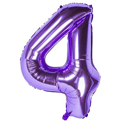 Changzhong 40 Zoll 0 to 9 in Lila Nummer Folienballon Helium Zahlenballon Luftballon Riesenzahl Party Hochzeit Kindergeburtstag Geburtstag (Number 4) von CHANGZHONG