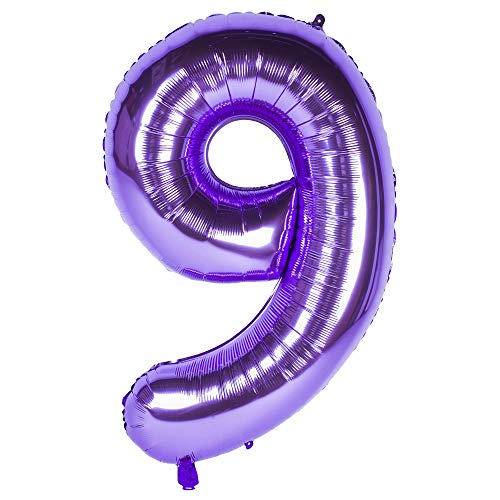 Changzhong 40 Zoll 0 to 9 in Lila Nummer Folienballon Helium Zahlenballon Luftballon Riesenzahl Party Hochzeit Kindergeburtstag Geburtstag (Number 9) von CHANGZHONG