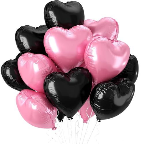 Folienballon in Herzform, 45,7 cm, 20 Stück, schwarz-rosa, herzförmige Folienballons für Valentinstag, Hochzeit, Jahrestag, Geburtstag, Brautparty, Babyparty, Party-Dekorationen Folienballon in Herzform, 45,7 cm, 20 Stück, schwarz-rosa, herzförmige Folienballons für Valentinstag, Hochzeit, Jahrestag, Geburtstag, Brautparty, Babyparty, Party-Dekorationen von CHANGZHONG