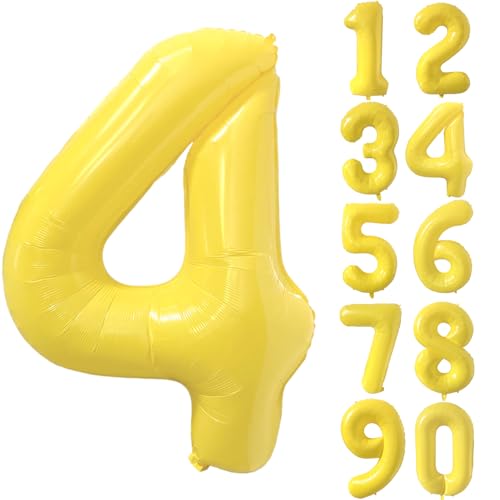 Gelbe Luftballon 40 Zoll Zahlenballon Groß Gelb Luftballon 4 Gelb Geburtstag Ballon Gelbe Folienballon Zahl 4 Helium Ballon 4 Mädchen Jungen Geburtstagsdeko Jubiläum Party Deko von CHANGZHONG