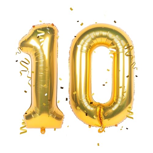 Gold Luftballon Zahlen 10 10. Geburtstag Deko Folienballon Zahl 10 Riesenzahl Ballon 10 Party Hochzeit Kindergeburtstag Geburtstag Nummer 10 von CHANGZHONG