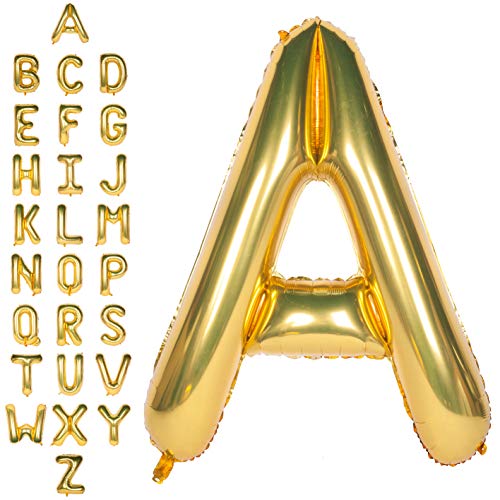 Große Mylar Folie Helium Brief Luftballons 40 Zoll Gold Luftballons Alphabet Buchstaben für Geburtstag Brautdusche Jubiläumsdekorationen(Letter A) von CHANGZHONG