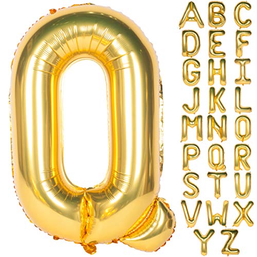 Große Mylar Folie Helium Brief Luftballons 40 Zoll Gold Luftballons Alphabet Buchstaben für Geburtstag Brautdusche Jubiläumsdekorationen(Letter Q) von CHANGZHONG