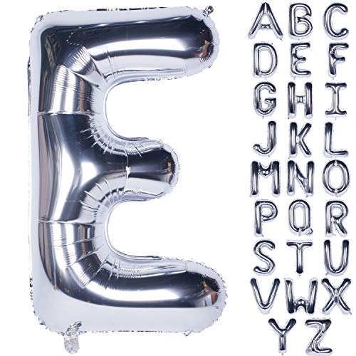 Große Mylar Folie Helium Brief Luftballons 40 Zoll Silber Luftballons Alphabet Buchstaben für Geburtstag Brautdusche Jubiläumsdekorationen(Letter E) von CHANGZHONG