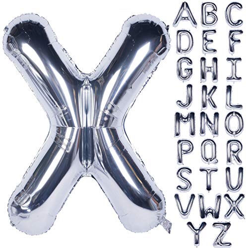 Große Mylar Folie Helium Brief Luftballons 40 Zoll Silber Luftballons Alphabet Buchstaben für Geburtstag Brautdusche Jubiläumsdekorationen(Letter X) von CHANGZHONG