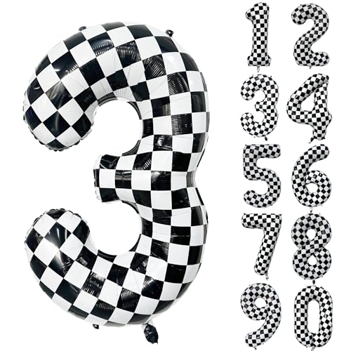 Karierter Geburtstag Ballon, Zahlen Luftballon 3, Schwarz-Weißer Zahlenballon, Riesen Folienballon Zahl 3 für Jungen Mädchen Geburtstag Party Autos Party Dekoration 3 jahre Geburtstagsdeko Karierter Geburtstag Ballon, Zahlen Luftballon 3, Schwarz-Weißer Zahlenballon, Riesen Folienballon Zahl 3 für Jungen Mädchen Geburtstag Party Autos Party Dekoration 3 jahre Geburtstagsdeko von CHANGZHONG