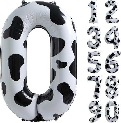 Kuh Zahl 0 Luftballon Geburtstag Dekorationen 40 Zoll Zahlen 0 Ballon Cowgirl Thema Zahl Ballons für 0. Geburtstag Party Bauernhof Scheune Dekor für Kinder von CHANGZHONG