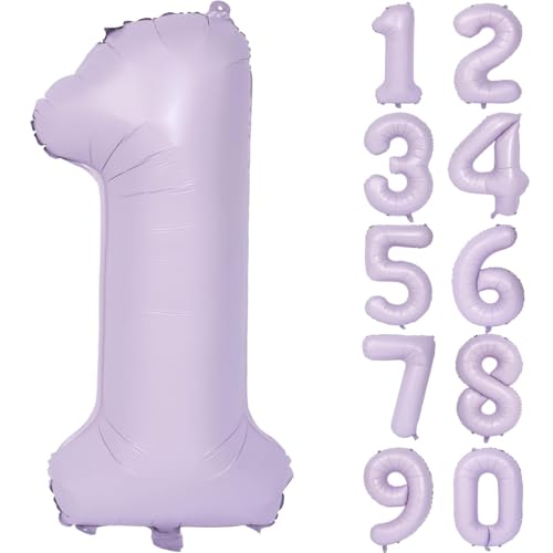 Lila Luftballon 40 Zoll Flieder Zahlenballon Groß Helles Lila Luftballon 1 Hell Lila Geburtstag Ballon lila Folienballon Zahl 1 Helium Ballon 1 Mädchen Jungen Geburtstagsdeko Jubiläum Party Deko von CHANGZHONG