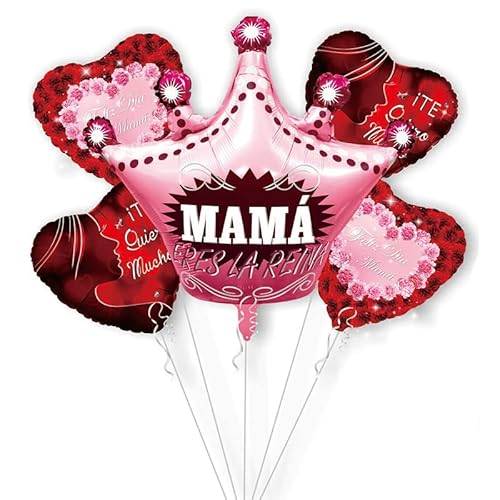 Muttertag Folienballon Krone Ballon Herz Luftballons mit Band Feliz Dia Mama Mylar Folie Helium Luftballon Te Amo Mama Ballons für Mama zum Muttertags Party Dekoration von CHANGZHONG