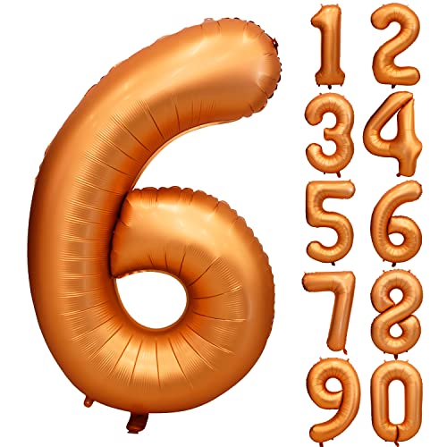 Orange Geburtstag Ballon Zahl 6 in Farbe Riesen Folienballon Mylar Helium luftballon für Hochzeit Babyparty Jubiläum Geburtstagsdeko Mädchen Jungen Happy Birthday Party Deko von CHANGZHONG