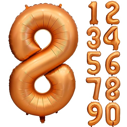 Orange Geburtstag Ballon Zahl 8 in Farbe Riesen Folienballon Mylar Helium luftballon für Hochzeit Babyparty Jubiläum Geburtstagsdeko Mädchen Jungen Happy Birthday Party Deko von CHANGZHONG