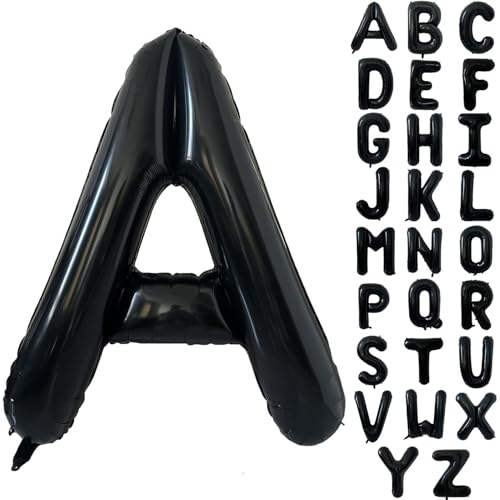 Schwarz Alphabet Ballon Große Mylar Folie Helium Brief Luftballons 40 Zoll Schwarz Luftballons Alphabet Buchstaben für Geburtstag Brautdusche Jubiläumsdekorationen(Letter A) von CHANGZHONG