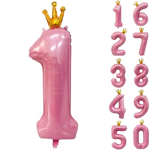 Zahlen 1 Luftballon 40 Zoll Rosa Zahl Ballons mit Krone Zahlenballons mit Krone Rosa Krone Ballon Zahlen 0-9 für Geburtstag Party Dekorationen Mädchen Geburtstag Dekor Zahlen 1 Luftballon 40 Zoll Rosa Zahl Ballons mit Krone Zahlenballons mit Krone Rosa Krone Ballon Zahlen 0-9 für Geburtstag Party Dekorationen Mädchen Geburtstag Dekor von CHANGZHONG