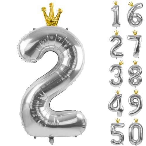 Zahlen 2 Luftballon 40 Zoll Silber Zahl Ballons mit Krone Zahlenballons mit Krone Silber Krone Ballon Zahlen 0-9 für Geburtstag Party Dekorationen Mädchen Geburtstag Dekor Zahlen 2 Luftballon 40 Zoll Silber Zahl Ballons mit Krone Zahlenballons mit Krone Silber Krone Ballon Zahlen 0-9 für Geburtstag Party Dekorationen Mädchen Geburtstag Dekor von CHANGZHONG