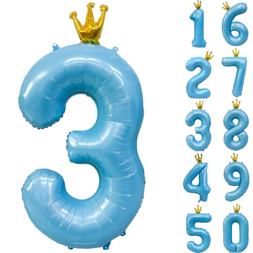 Zahlen 3 Luftballon 40 Zoll Blau Zahl Ballons mit Krone Zahlenballons mit Krone Blau Krone Ballon Zahlen 0-9 für Geburtstag Party Dekorationen Mädchen Jungen Geburtstag Dekor Zahlen 3 Luftballon 40 Zoll Blau Zahl Ballons mit Krone Zahlenballons mit Krone Blau Krone Ballon Zahlen 0-9 für Geburtstag Party Dekorationen Mädchen Jungen Geburtstag Dekor von CHANGZHONG