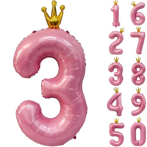 Zahlen 3 Luftballon 40 Zoll Rosa Zahl Ballons mit Krone Zahlenballons mit Krone Rosa Krone Ballon Zahlen 0-9 für Geburtstag Party Dekorationen Mädchen Geburtstag Dekor Zahlen 3 Luftballon 40 Zoll Rosa Zahl Ballons mit Krone Zahlenballons mit Krone Rosa Krone Ballon Zahlen 0-9 für Geburtstag Party Dekorationen Mädchen Geburtstag Dekor von CHANGZHONG