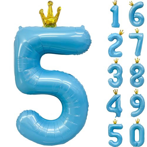 Zahlen 5 Luftballon 40 Zoll Blau Zahl Ballons mit Krone Zahlenballons mit Krone Blau Krone Ballon Zahlen 0-9 für Geburtstag Party Dekorationen Mädchen Jungen Geburtstag Dekor Zahlen 5 Luftballon 40 Zoll Blau Zahl Ballons mit Krone Zahlenballons mit Krone Blau Krone Ballon Zahlen 0-9 für Geburtstag Party Dekorationen Mädchen Jungen Geburtstag Dekor von CHANGZHONG
