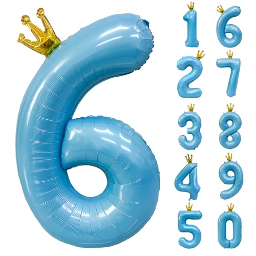 Zahlen 6 Luftballon 40 Zoll Blau Zahl Ballons mit Krone Zahlenballons mit Krone Blau Krone Ballon Zahlen 0-9 für Geburtstag Party Dekorationen Mädchen Jungen Geburtstag Dekor Zahlen 6 Luftballon 40 Zoll Blau Zahl Ballons mit Krone Zahlenballons mit Krone Blau Krone Ballon Zahlen 0-9 für Geburtstag Party Dekorationen Mädchen Jungen Geburtstag Dekor von CHANGZHONG