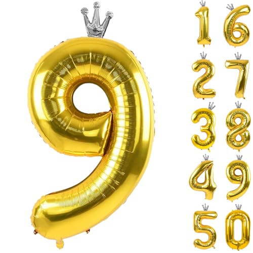 Zahlen 9 Luftballon 40 Zoll Gold Zahl Ballons mit Krone Zahlenballons mit Krone Gold Krone Ballon Zahlen 0-9 für Geburtstag Party Dekorationen Mädchen Geburtstag Dekor Zahlen 9 Luftballon 40 Zoll Gold Zahl Ballons mit Krone Zahlenballons mit Krone Gold Krone Ballon Zahlen 0-9 für Geburtstag Party Dekorationen Mädchen Geburtstag Dekor von CHANGZHONG