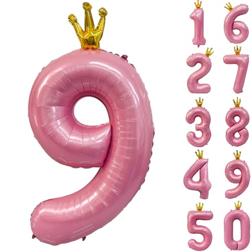 Zahlen 9 Luftballon 40 Zoll Rosa Zahl Ballons mit Krone Zahlenballons mit Krone Rosa Krone Ballon Zahlen 0-9 für Geburtstag Party Dekorationen Mädchen Geburtstag Dekor Zahlen 9 Luftballon 40 Zoll Rosa Zahl Ballons mit Krone Zahlenballons mit Krone Rosa Krone Ballon Zahlen 0-9 für Geburtstag Party Dekorationen Mädchen Geburtstag Dekor von CHANGZHONG