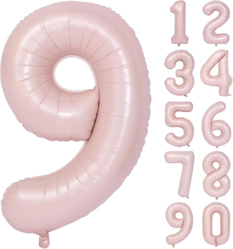 Zahlen Luftballon Rosa 40 Zoll Matte Rosa Nummer Ballons 9 Mädchen Geburtstag Luftballons Pink Helium Folie Mylar Ballon Geburtstagsdeko Party Bankett Dekoration Zahl 9 von CHANGZHONG
