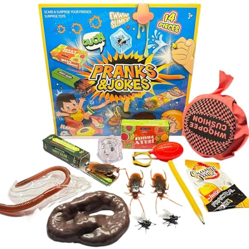 CHAOTEMAI 14PCS Prank Artikel, Party- & Scherzartikel, Scherzartikel mit Furzkissen und Realistischen Insekten, Lustiges Prank Paket, für Aprilscherz, Streich, Parties und Familienabende CHAOTEMAI 14PCS Prank Artikel, Party- & Scherzartikel, Scherzartikel mit Furzkissen und Realistischen Insekten, Lustiges Prank Paket, für Aprilscherz, Streich, Parties und Familienabende von CHAOTEMAI