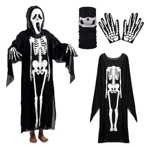 CHAOTEMAI Halloween Skelett Kostüm mit Handschuhen und Maske Halloween Kostüm Herren Horror Skelett Kostüms Damen Leicht für Karneval Spukhäuser Theaterstücke Cosplay Foto-Requisite CHAOTEMAI Halloween Skelett Kostüm mit Handschuhen und Maske Halloween Kostüm Herren Horror Skelett Kostüms Damen Leicht für Karneval Spukhäuser Theaterstücke Cosplay Foto-Requisite von CHAOTEMAI