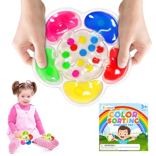 Fidget Toys Farbsortierspielzeug Anti Stress Spielzeug Sensorisches Spielzeug Adhs Autismus Anti Stress GelgefüLlte Spielzeuge für Kinder Squeezable Spiel Adhs und Autismus (Blumen) von CHAOTEMAI