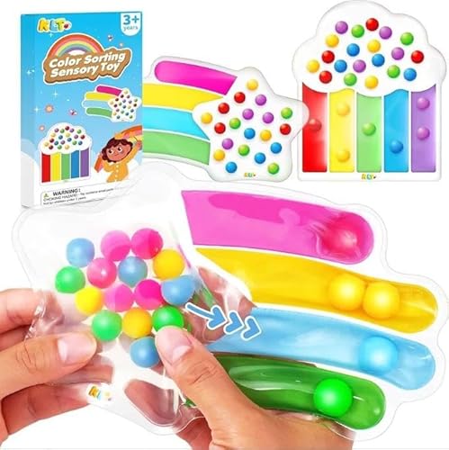 Fidget Toys Farbsortierspielzeug Anti Stress Spielzeug Sensorisches Spielzeug Adhs Autismus Anti Stress GelgefüLlte Spielzeuge für Kinder Squeezable Spiel Adhs und Autismus(Stern) von CHAOTEMAI