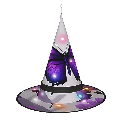 CHARMERM 1 * Lila Hexenhut mit LED-Lichtern für Halloween, Hexenhut für Damen CHARMERM 1 * Lila Hexenhut mit LED-Lichtern für Halloween, Hexenhut für Damen von CHARMERM