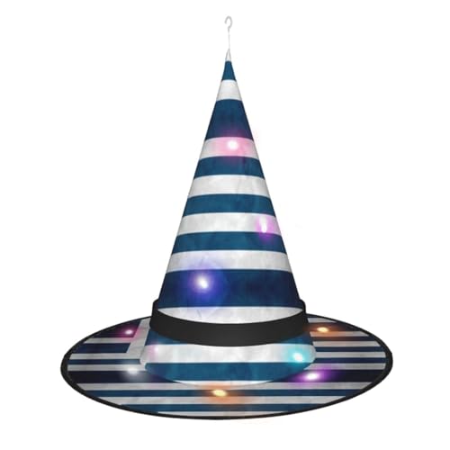 CHARMERM Halloween Griechische Flagge Hexenhut mit LED-Lichtern Hexenhut Glühender Hexenhut Damen von CHARMERM