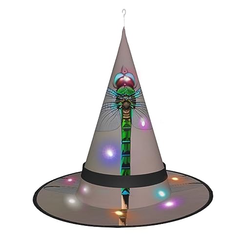 CHARMERM Halloween Hexenhüte Libelle mit LED-Lichtern Halloween Dekorationen Hexenhut Glühende Hexenhut Damen von CHARMERM
