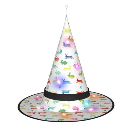CHARMERM Hexenhut Regenbogen mit LED-Lichtern für Damen von CHARMERM